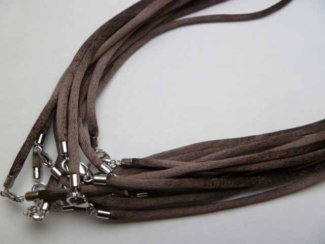 16"- 2mm Chocolate American Satin Necklace w/ 925 Silver